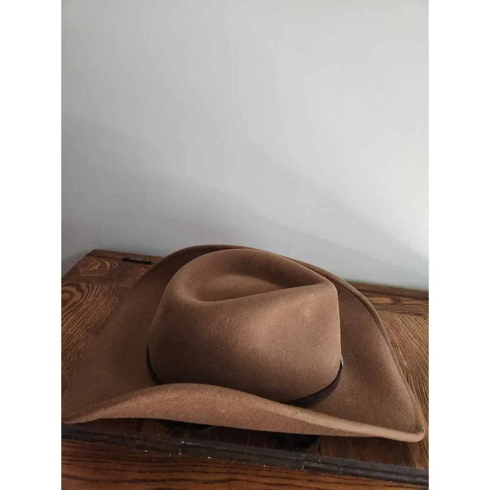 Justin 100% Wool Size S/M Brown Cowboy Hat